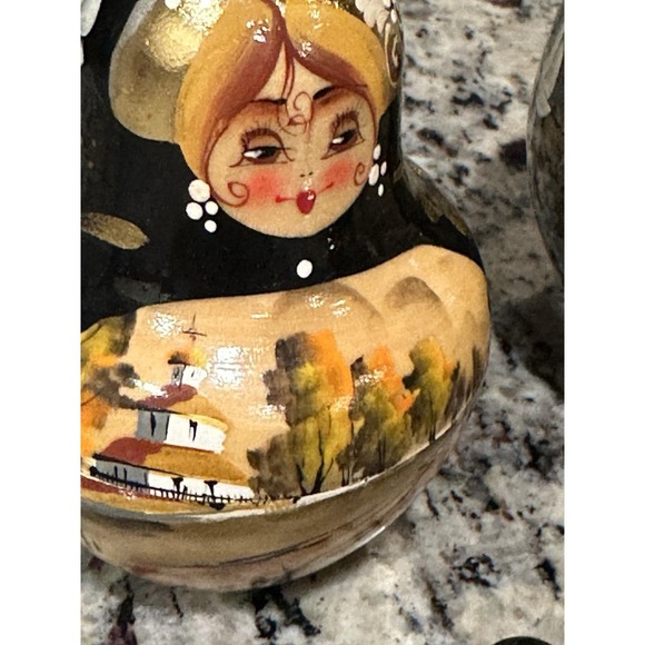 Other - Vintage 10 Piece Matryoshka Russian Nesting Dolls Hand Painted Lacquered Wood